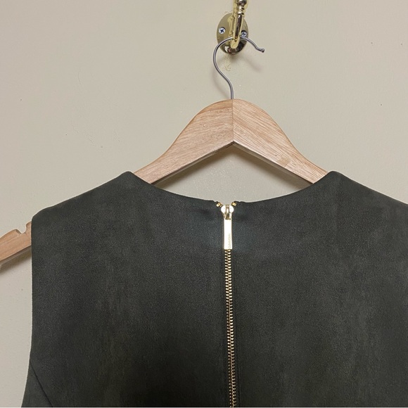 NWT  Calvin Klein Elegant Olive Green Suede Sheath Sleeveless Midi Dress Sz 8 - Picture 9 of 15
